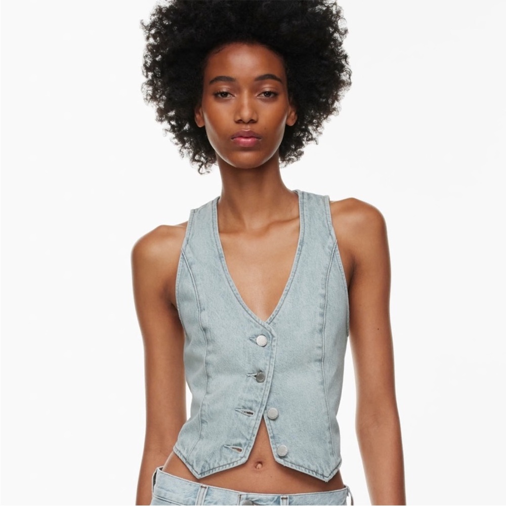 GoGo Jeans Denim Button-Down Vest Top